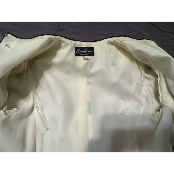 Vintage Karen Lawrence Sequin White & Navy Blue Polka Dot Women's Blouse Size-8 - Picture 13 of 13